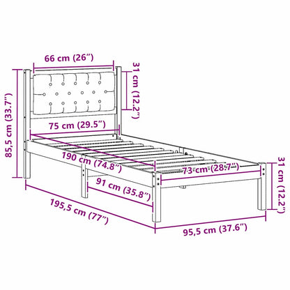 Bettgestell mit Kopfteil Taupe 75 x 190 cm Stoff