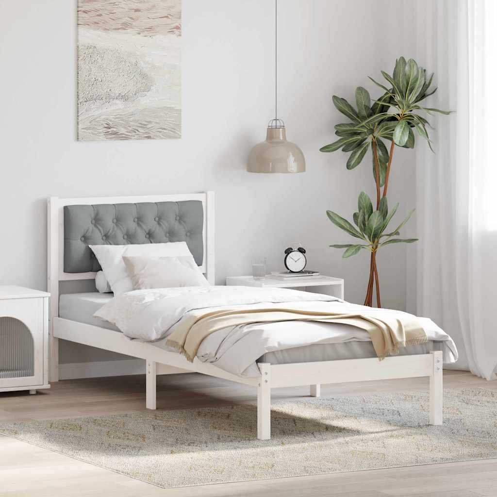 Bettgestell mit Kopfteil Hellgrau 75 x 190 cm Stoff