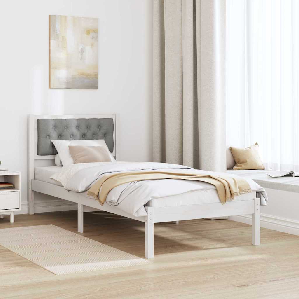 Bettgestell mit Kopfteil Hellgrau 75 x 190 cm Stoff