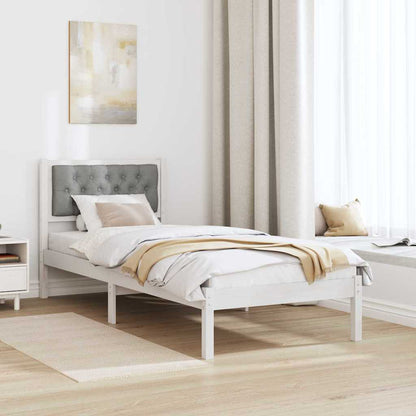Bettgestell mit Kopfteil Hellgrau 75 x 190 cm Stoff