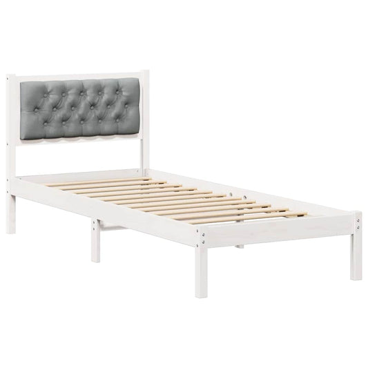 Bettgestell mit Kopfteil Hellgrau 75 x 190 cm Stoff