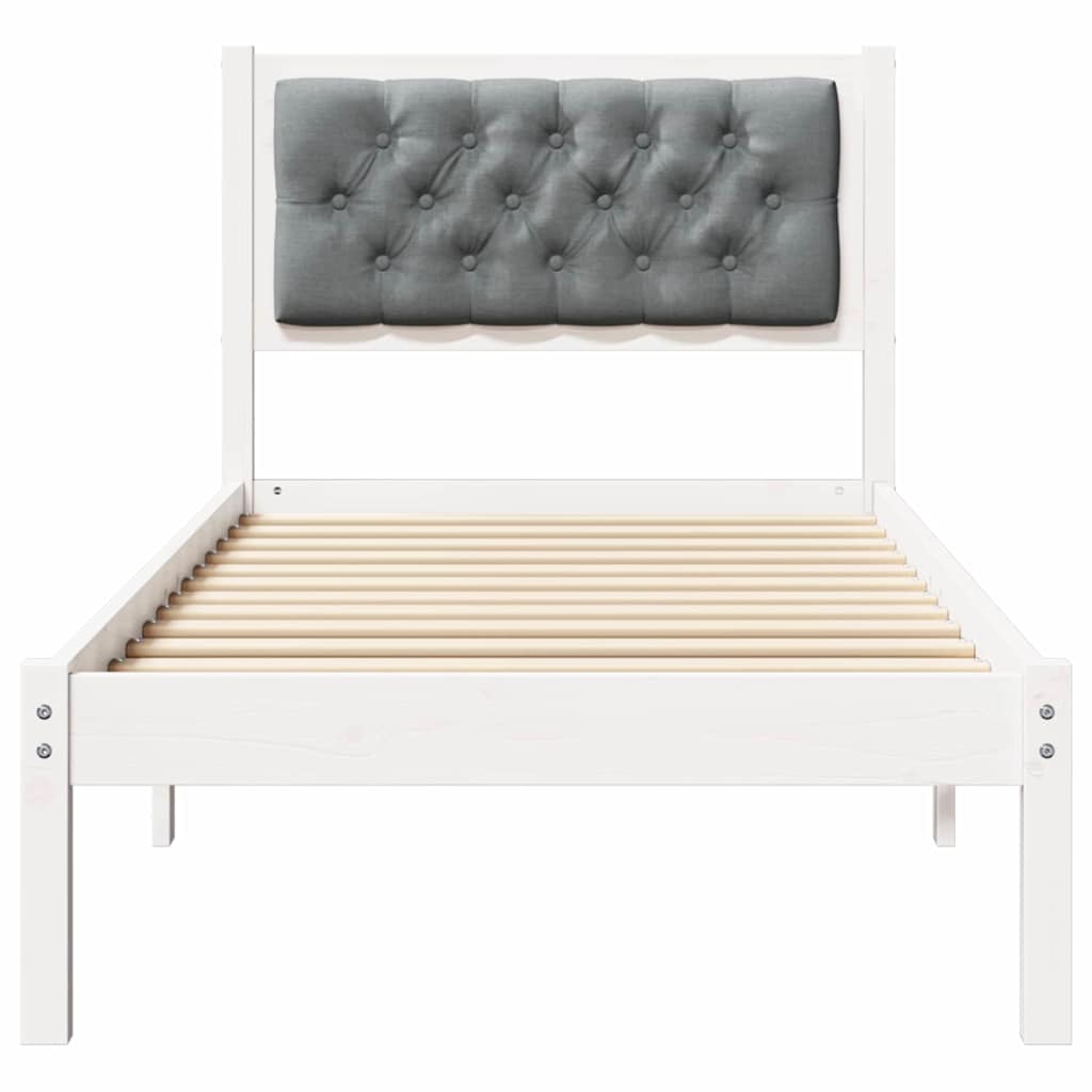Bettgestell mit Kopfteil Hellgrau 75 x 190 cm Stoff