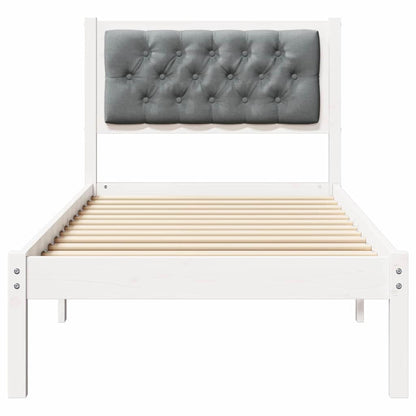 Bettgestell mit Kopfteil Hellgrau 75 x 190 cm Stoff