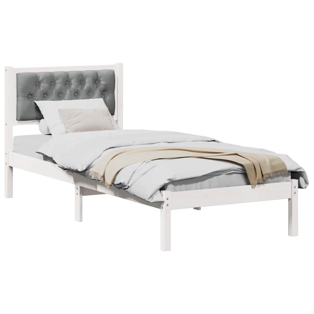 Bettgestell mit Kopfteil Hellgrau 75 x 190 cm Stoff
