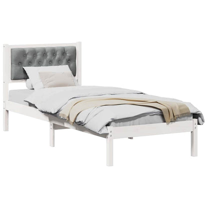 Bettgestell mit Kopfteil Hellgrau 75 x 190 cm Stoff