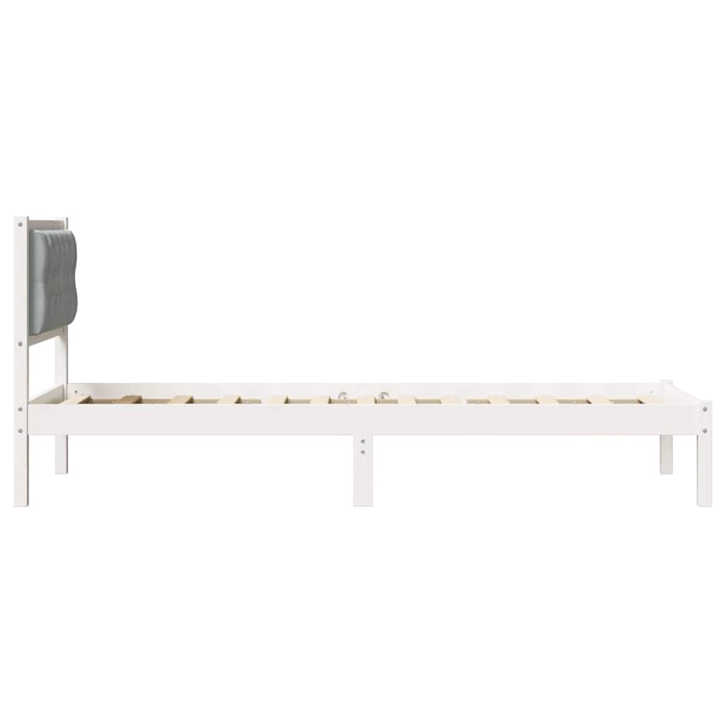 Bettgestell mit Kopfteil Hellgrau 75 x 190 cm Stoff