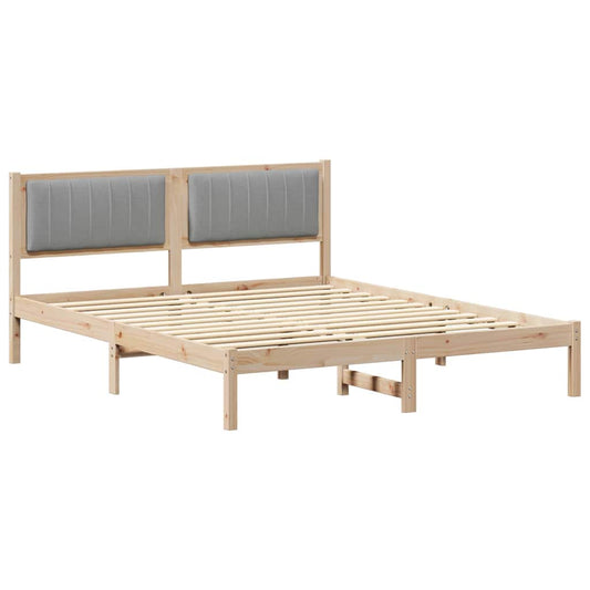 Bettgestell mit gepolstertem Kopfteil Hellgrau 150 x 200 cm