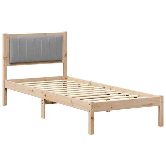 Bettgestell mit gepolstertem Kopfteil Hellgrau 75 x 190 cm