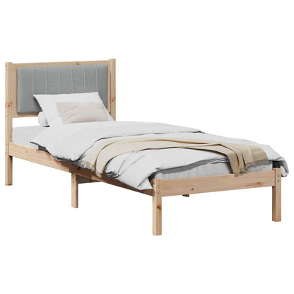 Bettgestell mit gepolstertem Kopfteil Hellgrau 75 x 190 cm