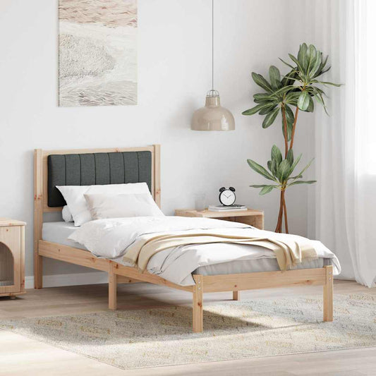 Bettgestell mit gepolstertem Kopfteil Dunkelgrau 75 x 190 cm