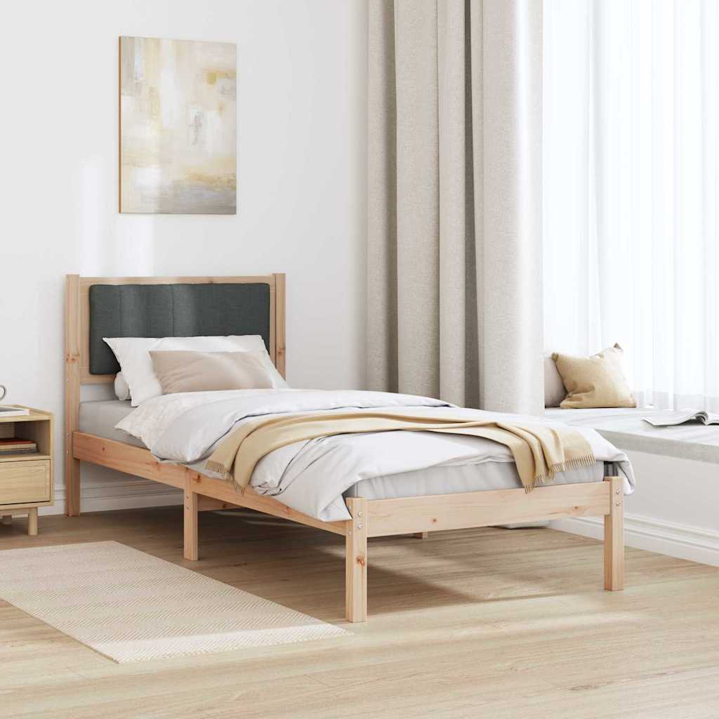 Bettgestell mit gepolstertem Kopfteil Dunkelgrau 75 x 190 cm