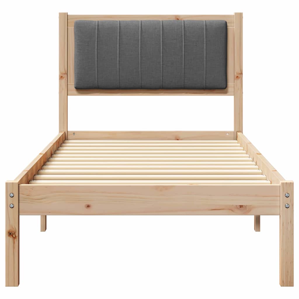 Bettgestell mit gepolstertem Kopfteil Dunkelgrau 75 x 190 cm