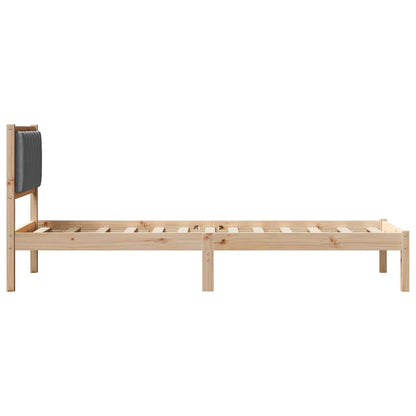 Bettgestell mit gepolstertem Kopfteil Dunkelgrau 75 x 190 cm