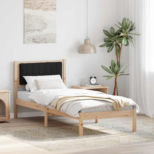 Bettgestell mit gepolstertem Kopfteil Schwarz 75 x 190 cm Stoff