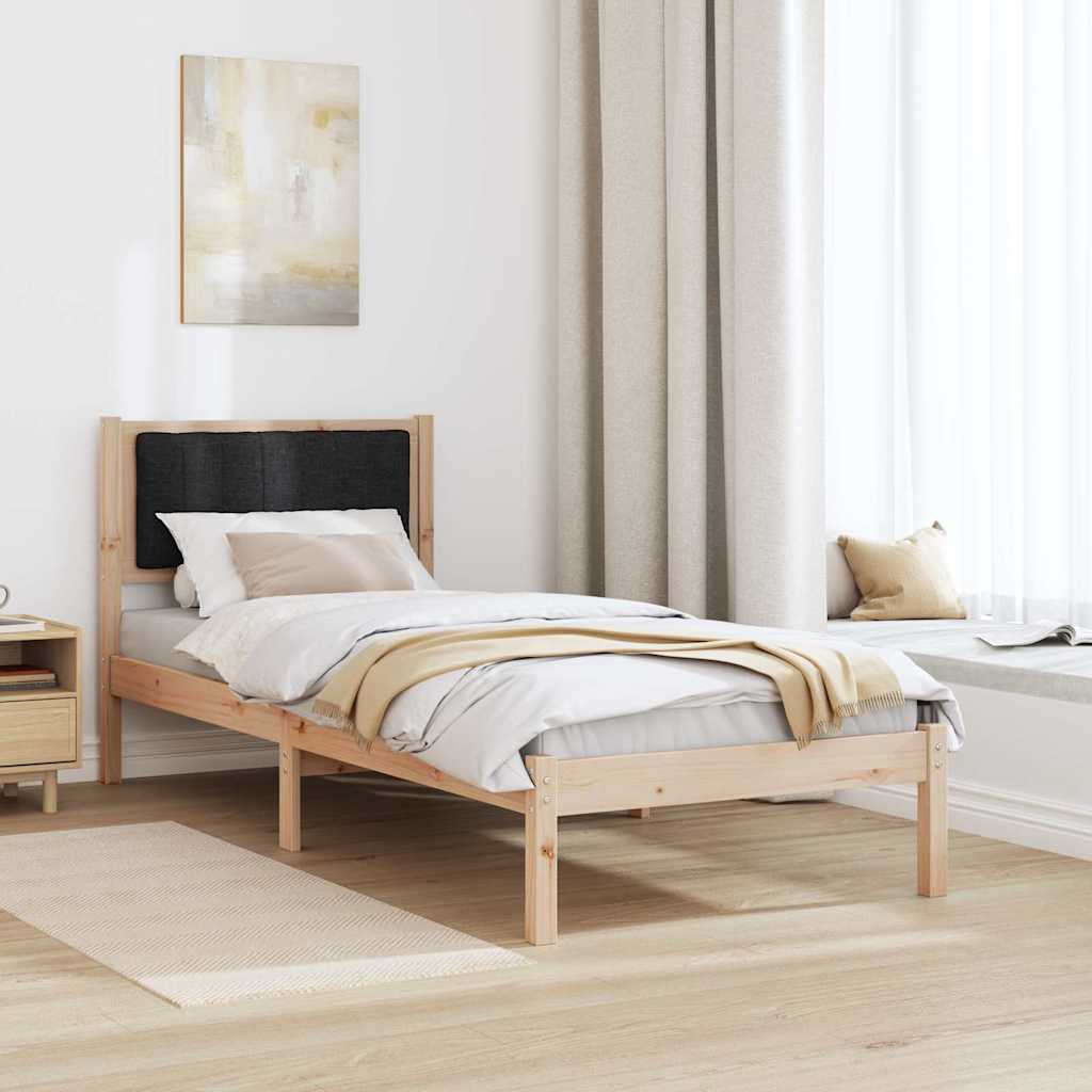 Bettgestell mit gepolstertem Kopfteil Schwarz 75 x 190 cm Stoff