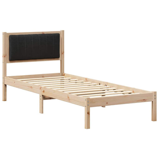 Bettgestell mit gepolstertem Kopfteil Schwarz 75 x 190 cm Stoff