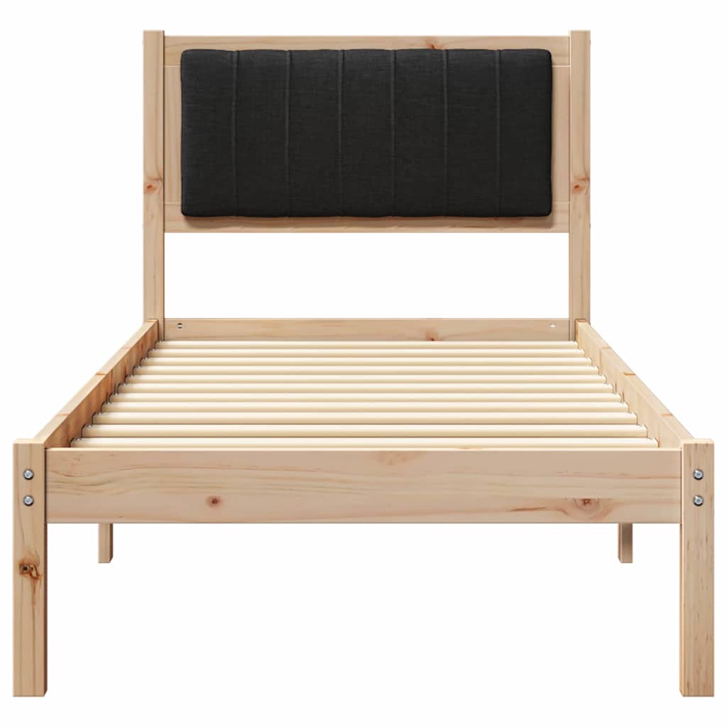 Bettgestell mit gepolstertem Kopfteil Schwarz 75 x 190 cm Stoff