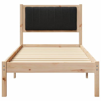 Bettgestell mit gepolstertem Kopfteil Schwarz 75 x 190 cm Stoff