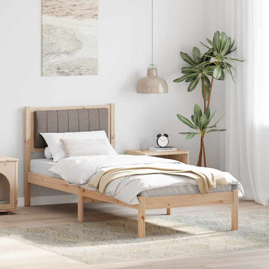 Bettgestell mit gepolstertem Kopfteil Taupe 75 x 190 cm Stoff