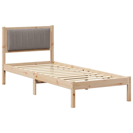 Bettgestell mit gepolstertem Kopfteil Taupe 75 x 190 cm Stoff