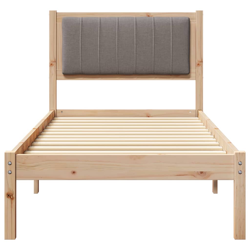 Bettgestell mit gepolstertem Kopfteil Taupe 75 x 190 cm Stoff
