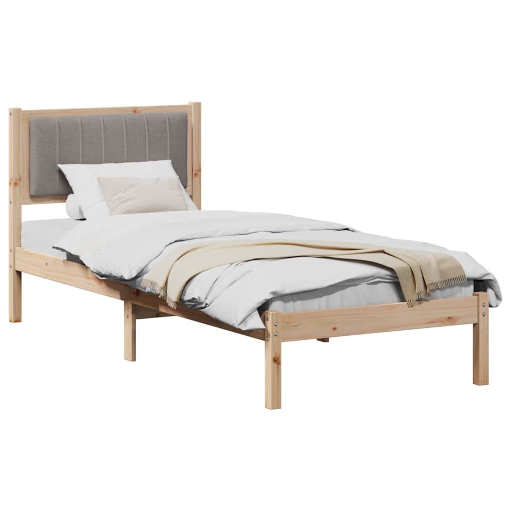Bettgestell mit gepolstertem Kopfteil Taupe 75 x 190 cm Stoff