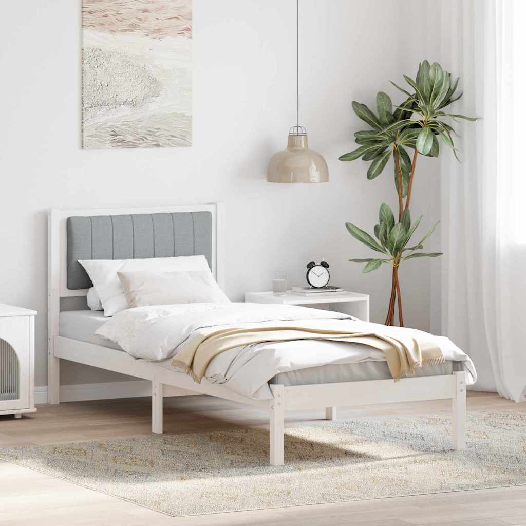 Bettgestell mit gepolstertem Kopfteil Hellgrau 75 x 190 cm