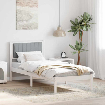 Bettgestell mit gepolstertem Kopfteil Hellgrau 75 x 190 cm