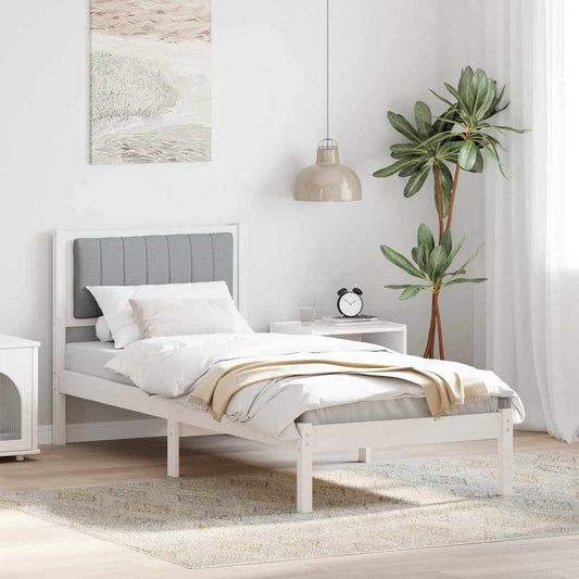Bettgestell mit gepolstertem Kopfteil Hellgrau 75 x 190 cm