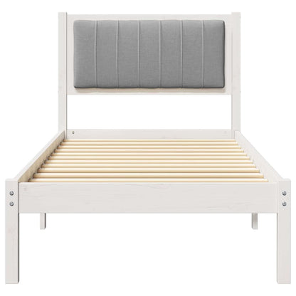 Bettgestell mit gepolstertem Kopfteil Hellgrau 75 x 190 cm