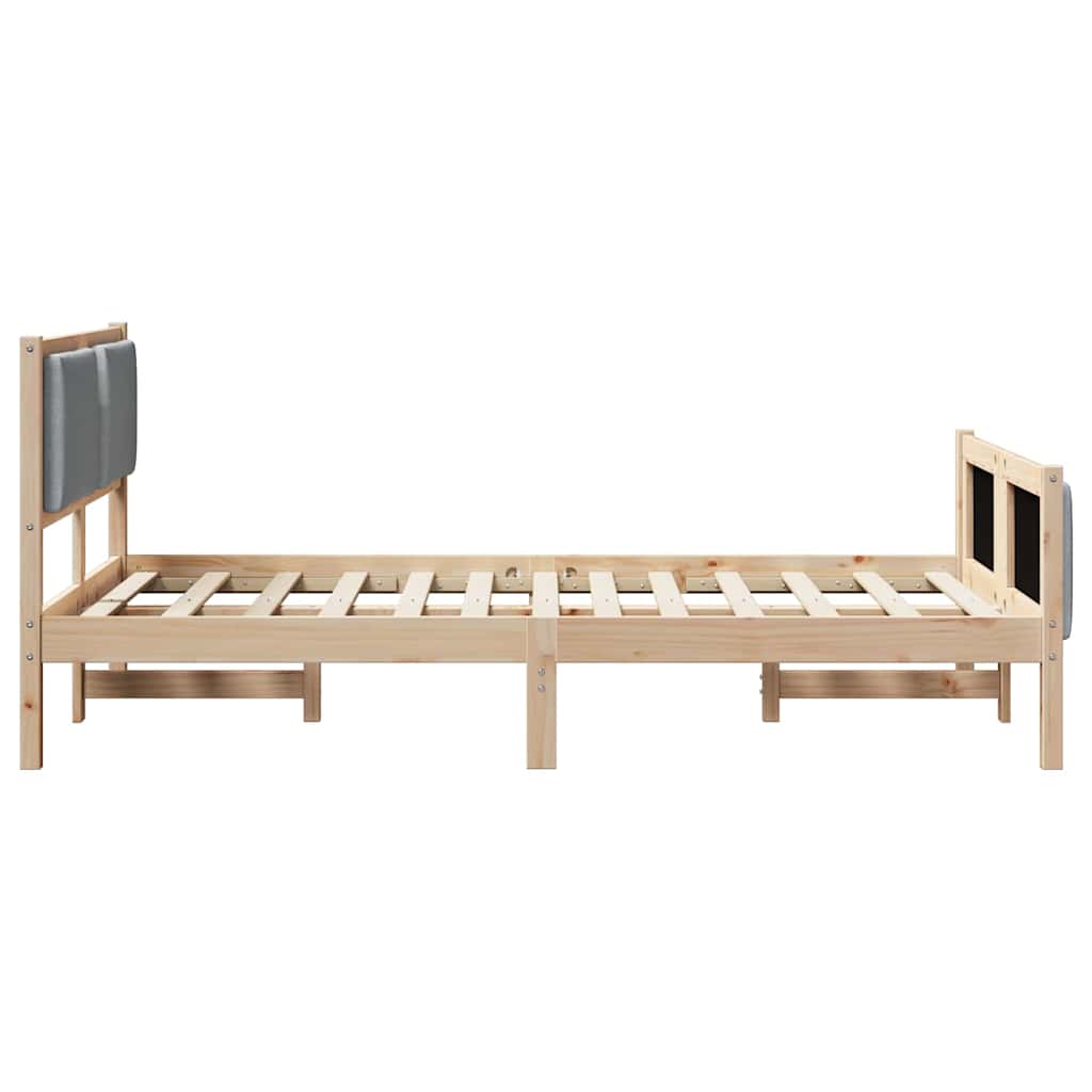 Bettgestell mit Kopfteil Hellgrau 120 x 200 cm Stoff