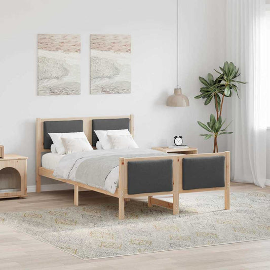 Bettgestell mit Kopfteil Dunkelgrau 120 x 200 cm Stoff