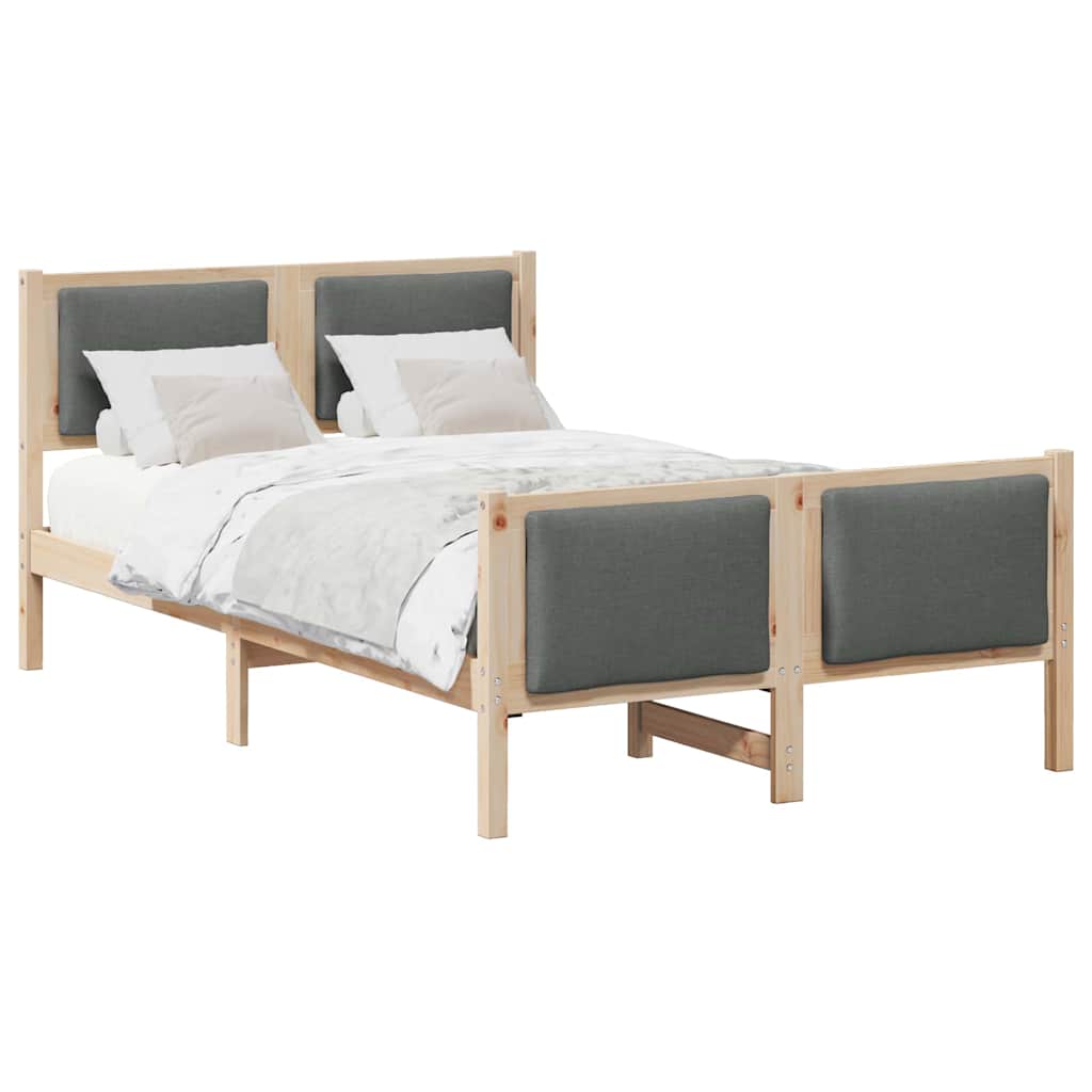 Bettgestell mit Kopfteil Dunkelgrau 120 x 200 cm Stoff