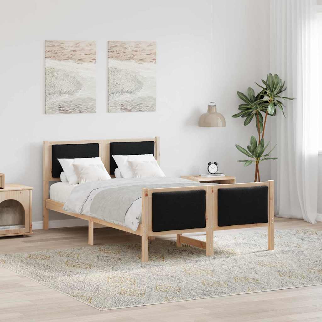 Bettgestell mit Kopfteil Schwarz 120 x 200 cm Stoff