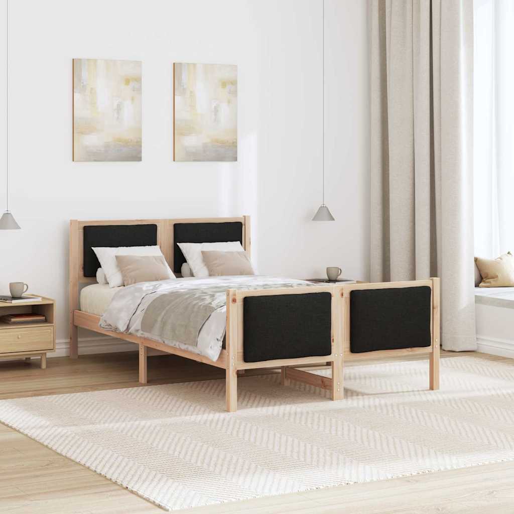 Bettgestell mit Kopfteil Schwarz 120 x 200 cm Stoff