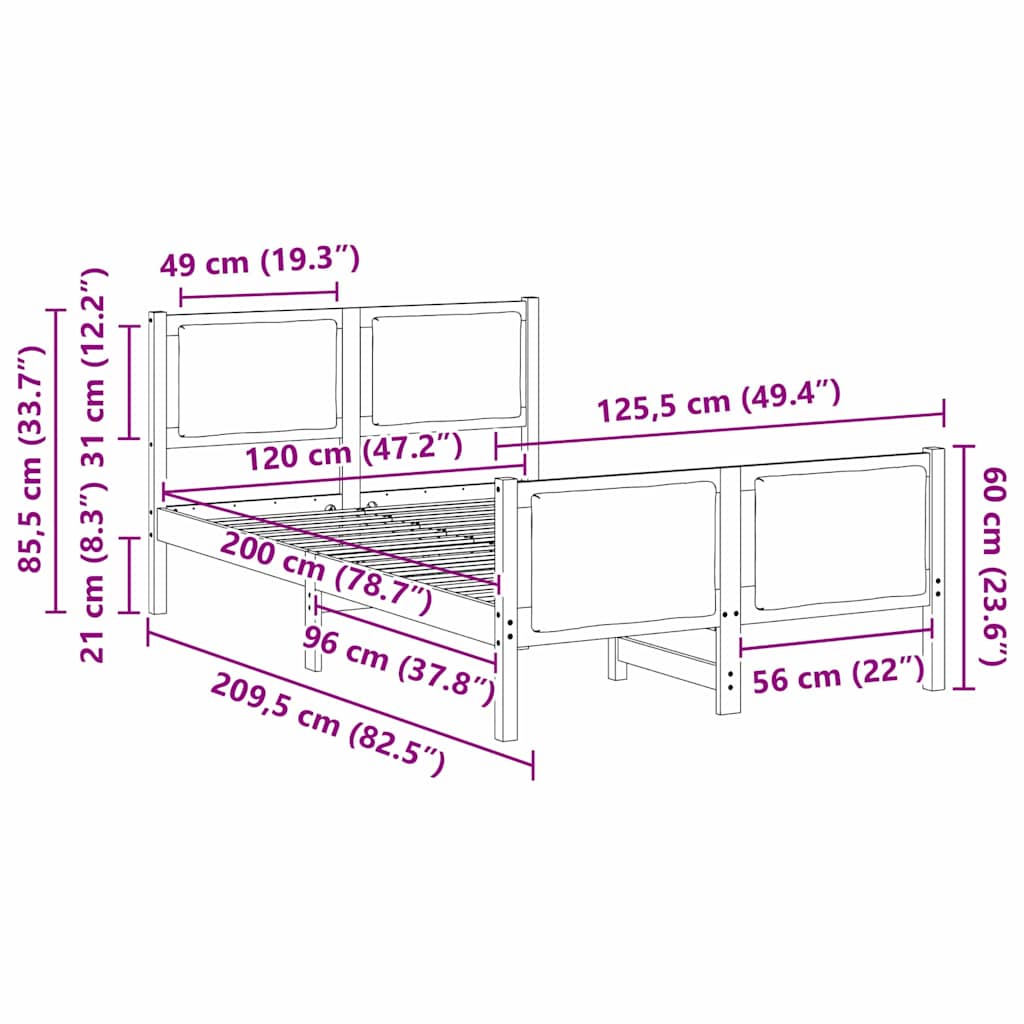Bettgestell mit Kopfteil Schwarz 120 x 200 cm Stoff