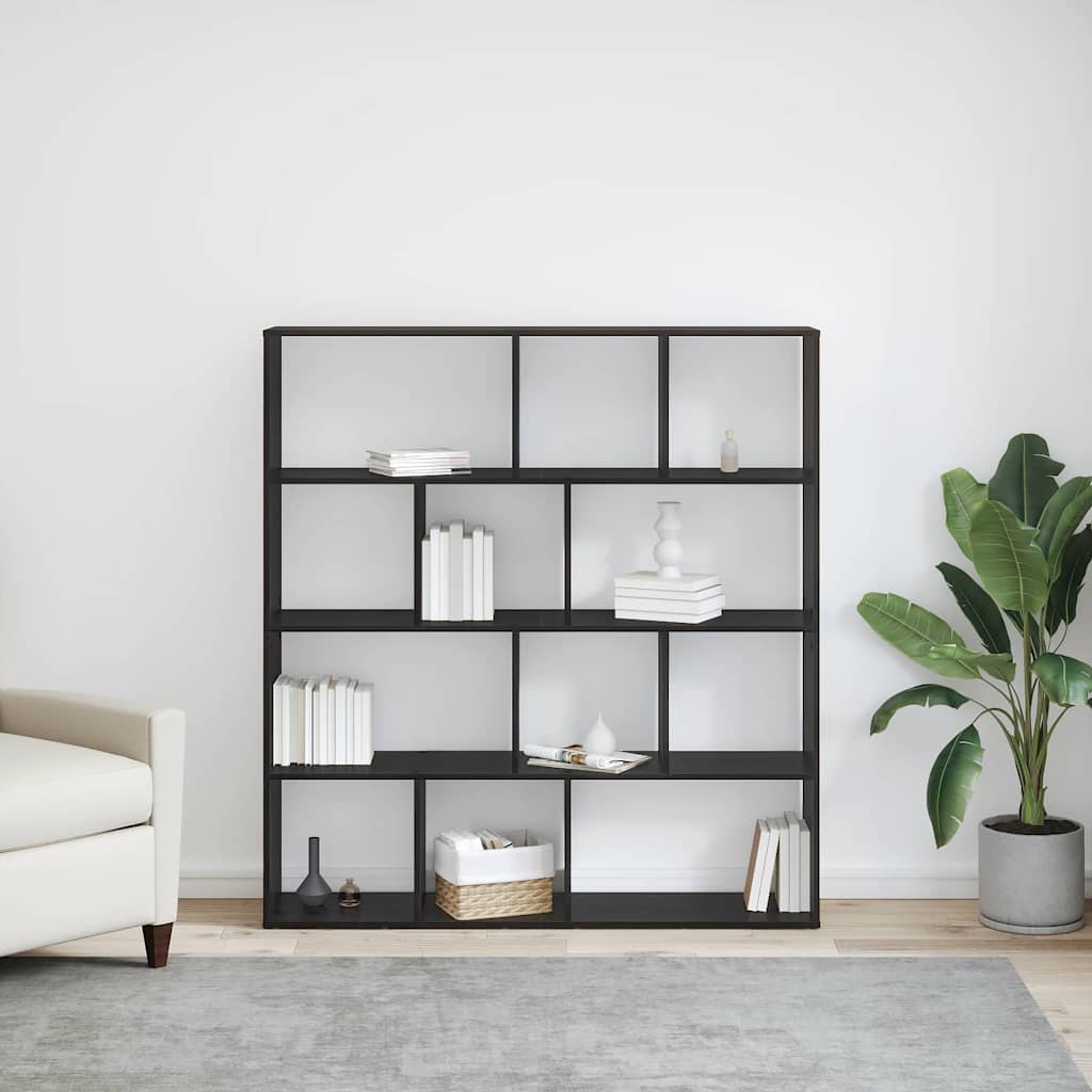 Bücherregal Schwarz Eichen-Optik 132 x 29 x 141.5 cm