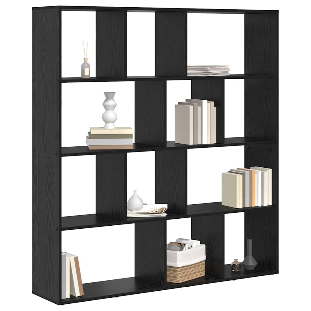 Bücherregal Schwarz Eichen-Optik 132 x 29 x 141.5 cm