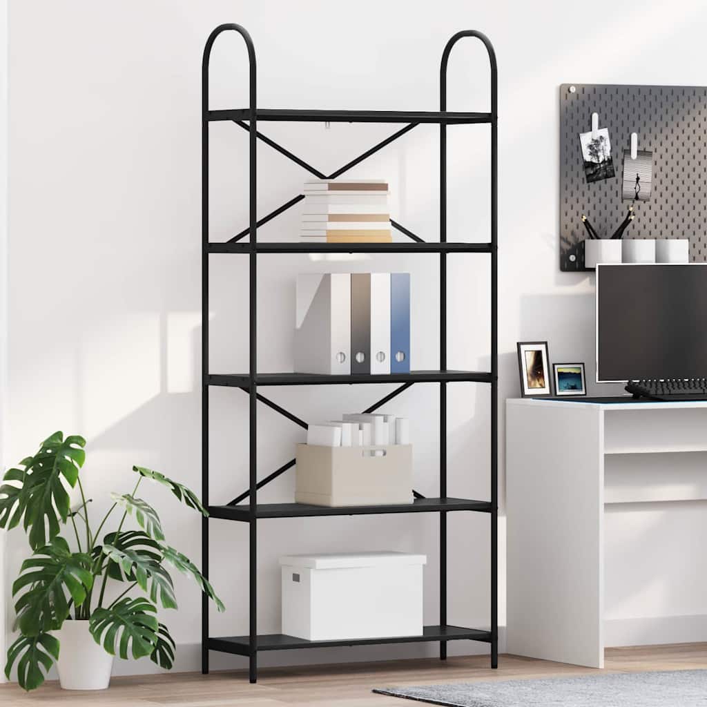 Regal Schwarz Eichen-Optik 80 x 30 x 183 cm Holzwerkstoff