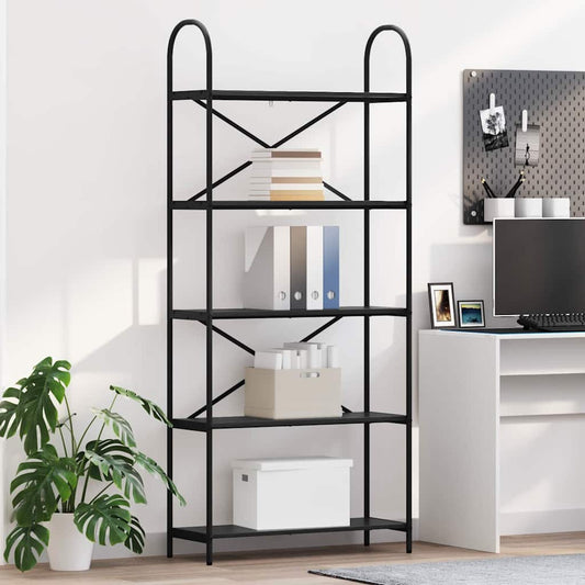 Regal Schwarz Eichen-Optik 80 x 30 x 183 cm Holzwerkstoff