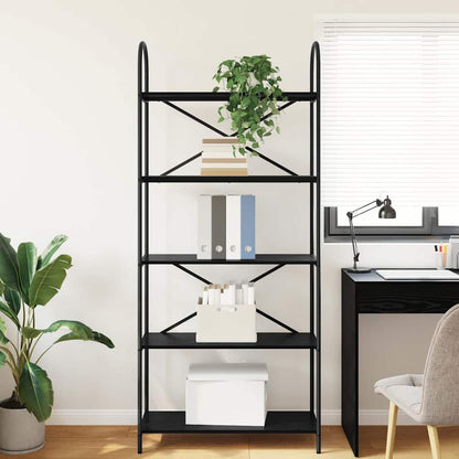 Regal Schwarz Eichen-Optik 80 x 30 x 183 cm Holzwerkstoff