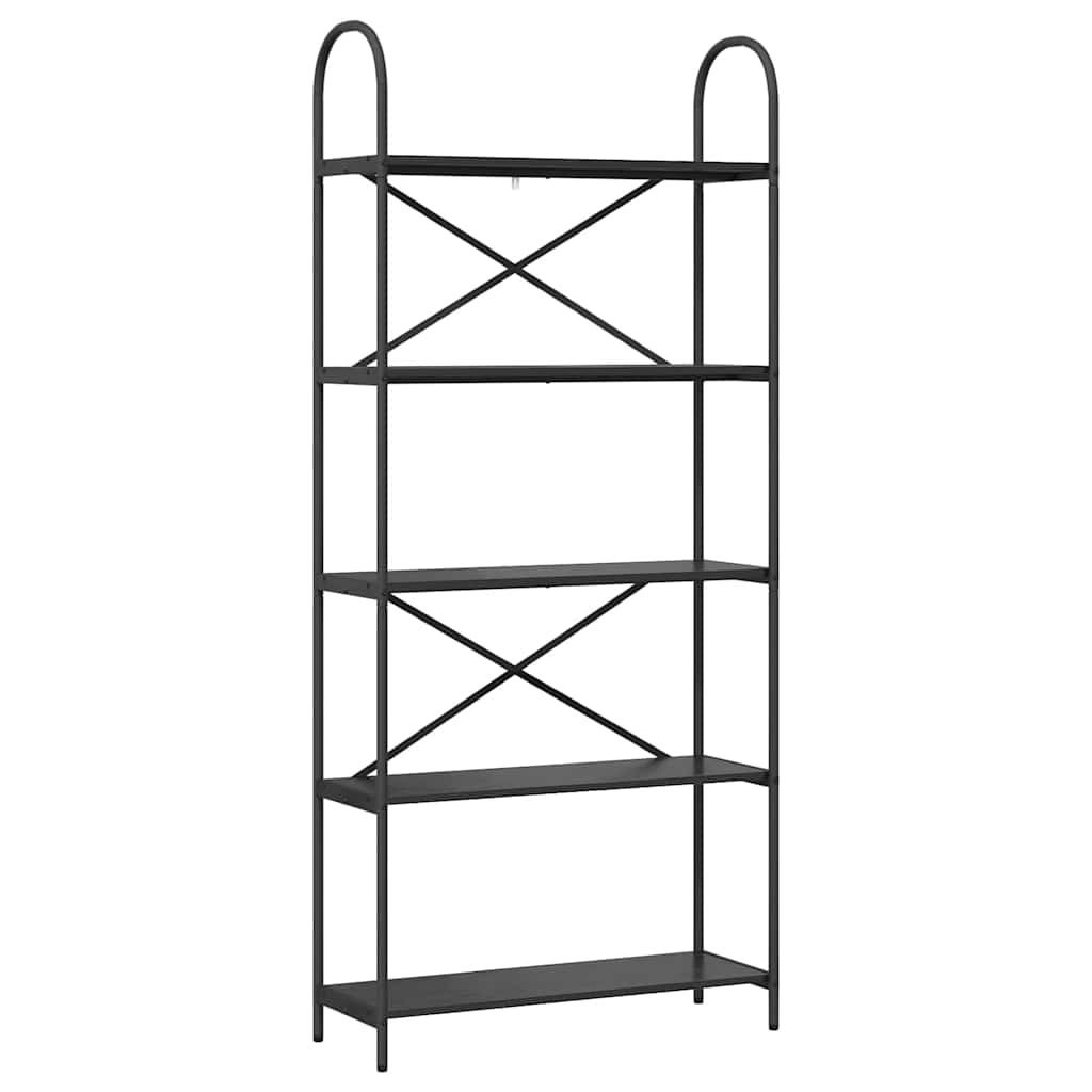 Regal Schwarz Eichen-Optik 80 x 30 x 183 cm Holzwerkstoff