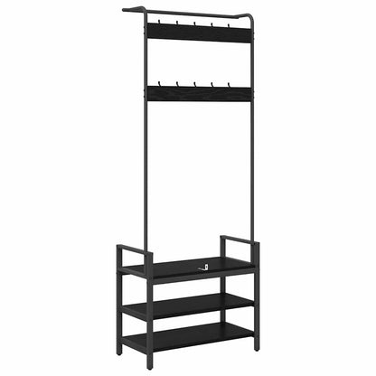 Kleiderständer mit Regal Schwarz Eichen-Optik 75 x 34 x 184 cm