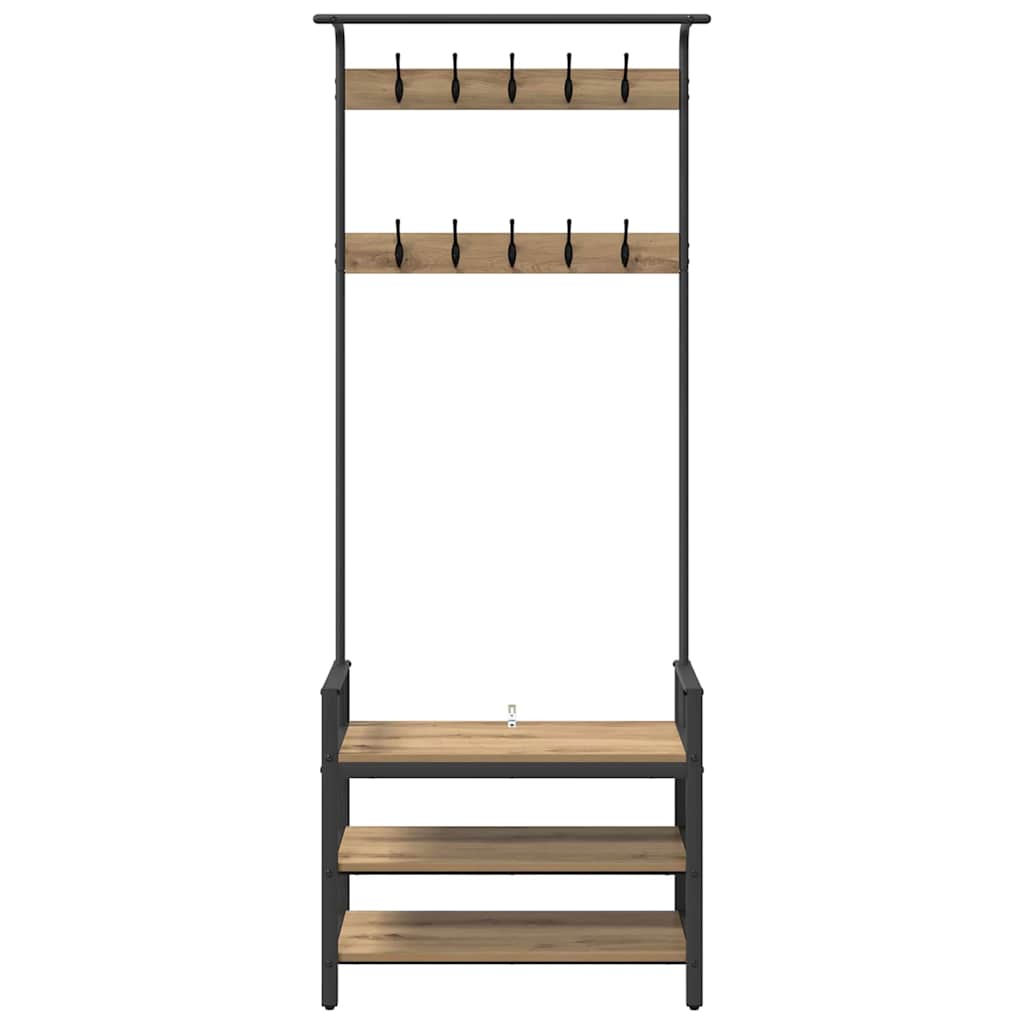 Kleiderständer Artisan-Eiche 75 x 34 x 184 cm Holzwerkstoff