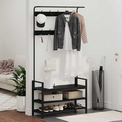 Kleiderständer mit Regal Schwarz Eichen-Optik 95 x 34 x 184 cm