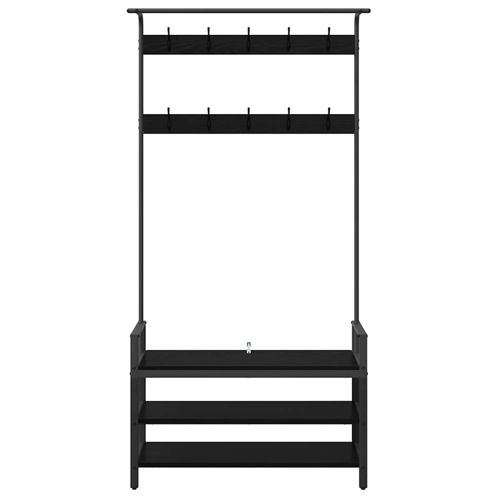 Kleiderständer mit Regal Schwarz Eichen-Optik 95 x 34 x 184 cm