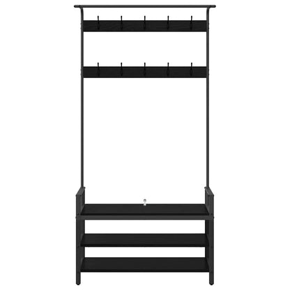 Kleiderständer mit Regal Schwarz Eichen-Optik 95 x 34 x 184 cm