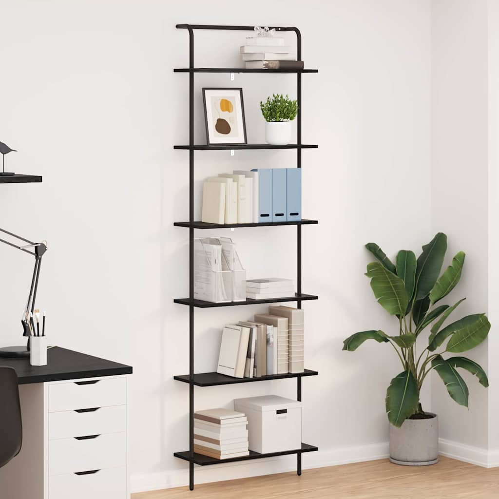 Regal Schwarz Eichen-Optik 60 x 24 x 203 cm Holzwerkstoff
