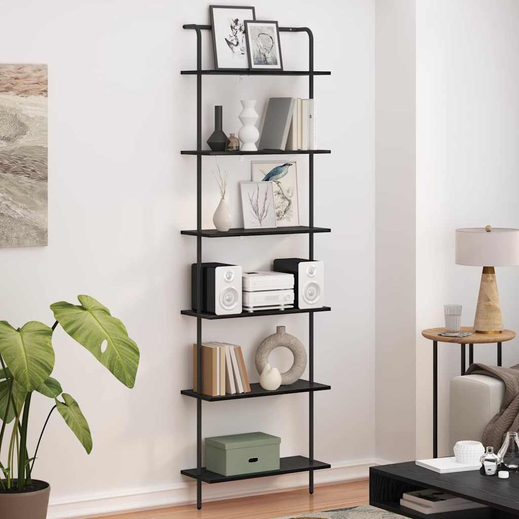 Regal Schwarz Eichen-Optik 60 x 24 x 203 cm Holzwerkstoff