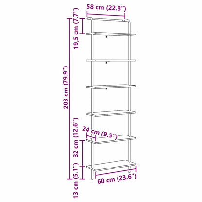 Regal Artisan-Eiche 60 x 24 x 203 cm Holzwerkstoff